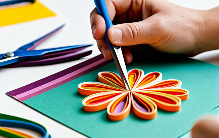 Quilling for Beginners**

A close-up shot of hands working on a quilling project. Brightly colored paper strips are being carefully rolled and glued to create a floral design on a greeting card. The background is a clean, well-lit workspace with various quilling tools visible (quilling tool, scissors, glue). Emphasis on detail and vibrant colors. "Safe for work," "appropriate content," "family-friendly," "fully clothed," "professional," "perfect anatomy (of hands)," "correct proportions," "natural pose."

**