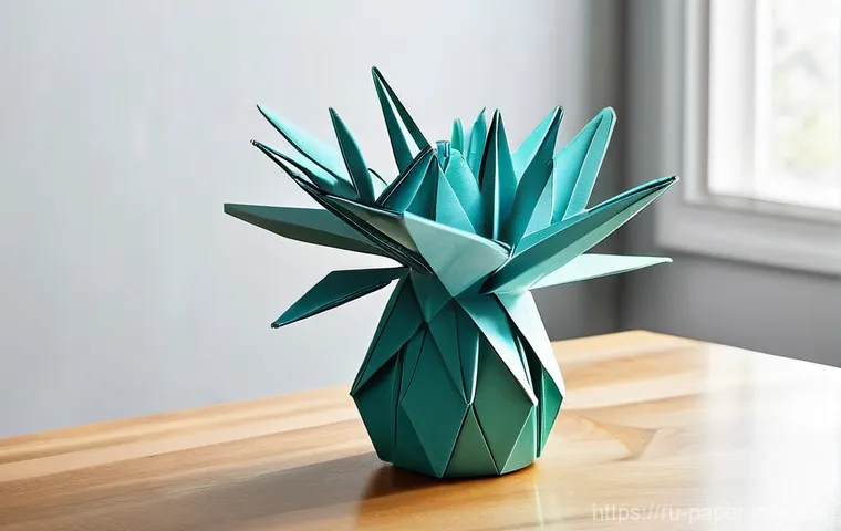 종이접기 오리가미  기술 - The Meditative Art of Origami**
A close-up, warm-toned photograph capturing a woman's hands, aged 25...