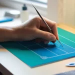 종이로 만드는 미니어쳐 - **Intricate Papercraft Workspace:** A close-up, eye-level shot of a pair of skilled hands (clean, we...