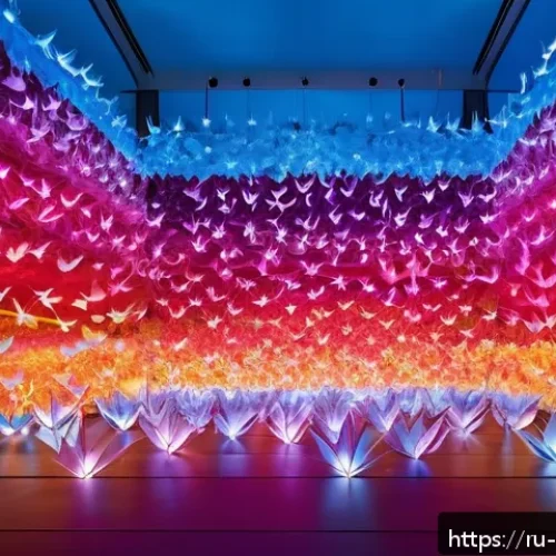 종이로 만든 예술 작품 전시 - A large-scale paper installation filling an exhibition room with delicate, intricately folded origam...